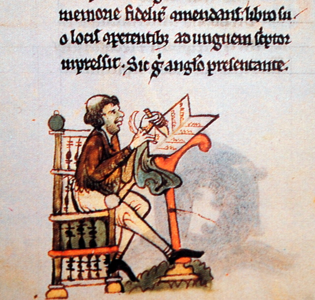 Early Irish scribe (from Topographia Hiberniae by Giraldus Cambrensis) 